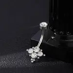 304 Stainless Steel Clear Cubic Zirconia Curved Barbell Belly Button Rings