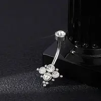 304 Stainless Steel Clear Cubic Zirconia Curved Barbell Belly Button Rings