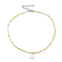 Alloy Enamel Heart Charm Necklace