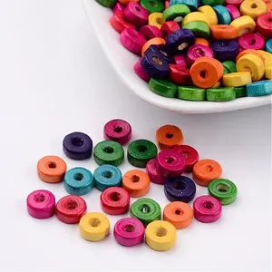 Lead Free Flat Round Natural Wood Beads