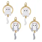 4Pcs 2 Colors Rack Plating Brass Enamel Pendants