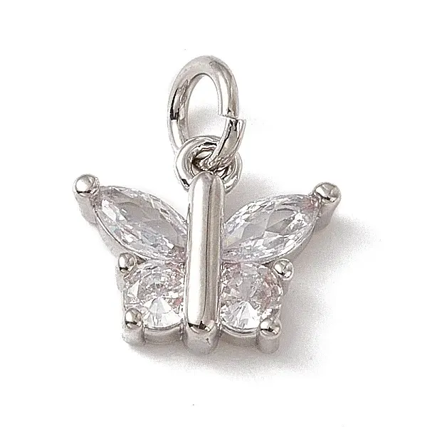 Brass Micro Pave Cubic Zirconia Charms