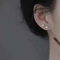 925 Sterling Silver Clear Cubic Zirconia Heart Stud Earrings