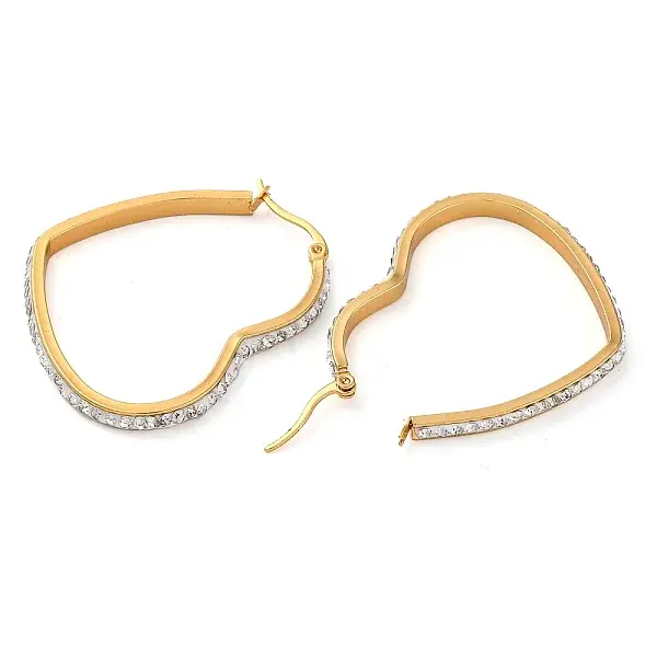 304 Stainless Steel Heart Hoop Earrings