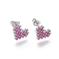 Brass Micro Pave Cubic Zirconia Stud Earrings