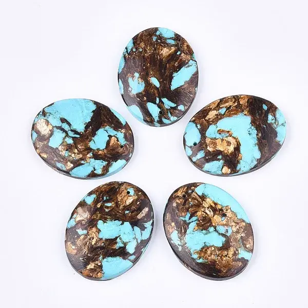 Assembled Natural Bronzite and Synthetic Turquoise Pendants