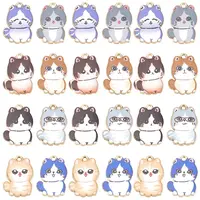 32Pcs 8 Styles Printed Enamel Alloy Pendants