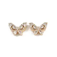 Brass Pave Cubic Zirconia Multi-Strand Butterfly Links