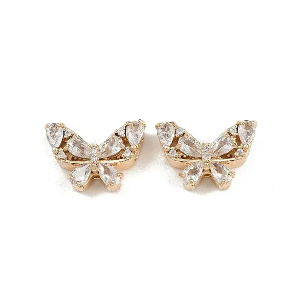 Brass Pave Cubic Zirconia Multi-Strand Butterfly Links