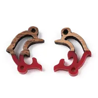 Opaque Resin & Walnut Wood Connector Charms