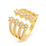 Brass Micro Pave Clear Cubic Zirconia Wide Open Cuff Rings for Women