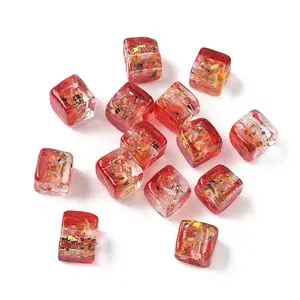 Baking Painted Handmade Gold Sand Lampwork Beads