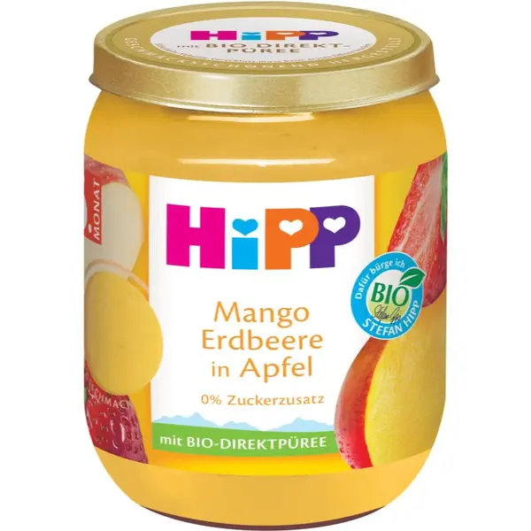 Hipp BIO SUPEROVOCIE jablko, mango a jahody ovocný príkrm 160 g