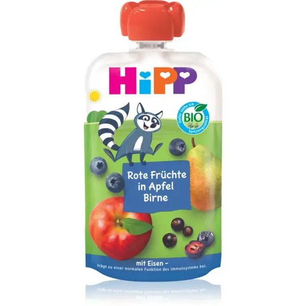 Hipp HiPPis BIO jablko - hruška - červené ovoce + železo dětský příkrm 100 g