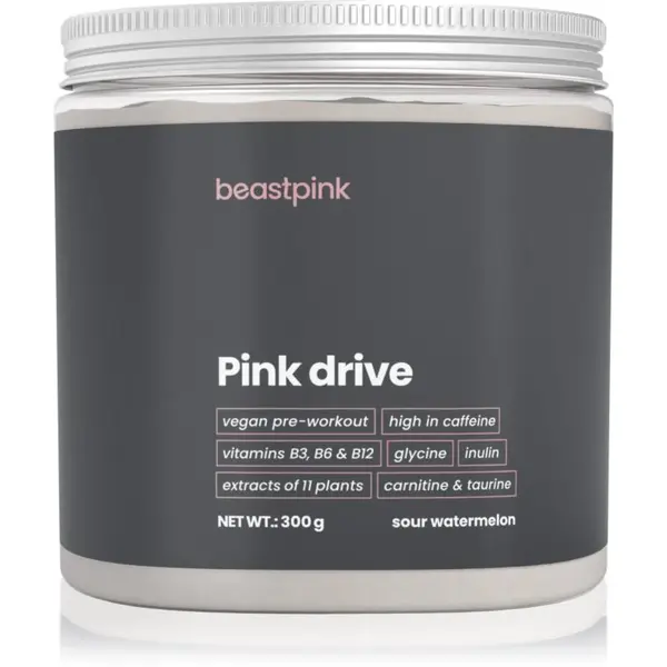 BeastPink Pink Drive podpora sportovního výkonu s kofeinem příchuť Sour Watermelon 300 g