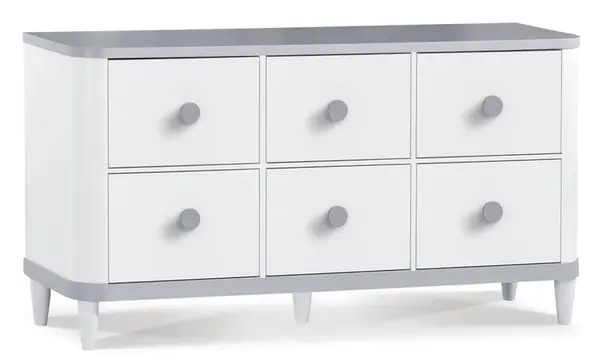 Komoda široká hippo - bílá/šedá