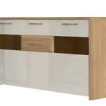 Komoda s prosklením a osvětlením hagop - ořech/béžová