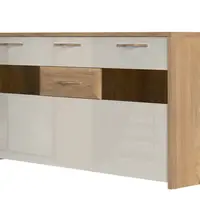 Komoda s prosklením a osvětlením hagop - ořech/béžová