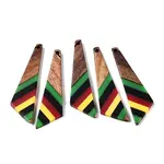 Jamaican Colour Epoxy Resin & Walnut Wood Pendants