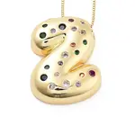 Brass Micro Pave Cubic Zirconia Letter Pendant Necklaces