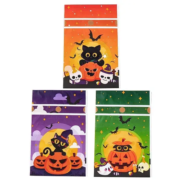 50Pcs Rectangle Halloween Candy Plastic Bags