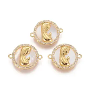 Brass Micro Pave Cubic Zirconia Links connectors
