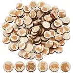 120Pcs 6 Styles Animals Single Face Laser Engraved Wood Beads