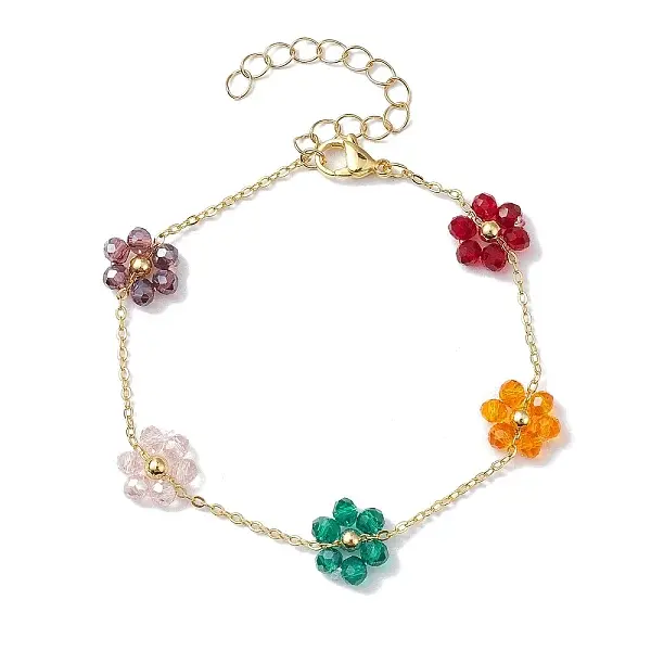 Electroplated Glass Flower Links Bracelets
