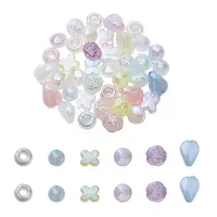 60Pcs 6 Style Plating Acrylic Beads