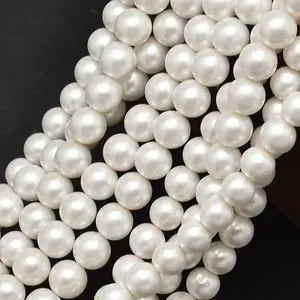 Round Shell Pearl Matte Surface Bead Strands