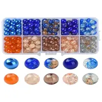 200Pcs 10 Colors Baking Painted & Transparent Spray Painted Glass Beads
