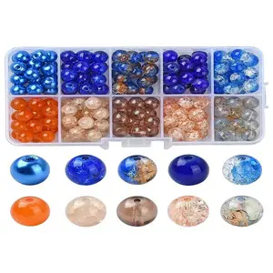 200Pcs 10 Colors Baking Painted & Transparent Spray Painted Glass Beads