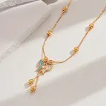 Fashionable Brass Pave Cubic Zirconia Butterfly Pendant Necklaces