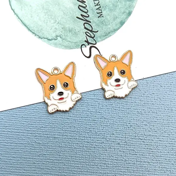 Alloy Enamel Puppy Pendants