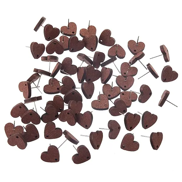 60Pcs Wood Stud Earrings Finding