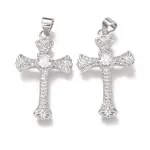 Brass Micro Pave  Clear Cubic Zirconia Pendants