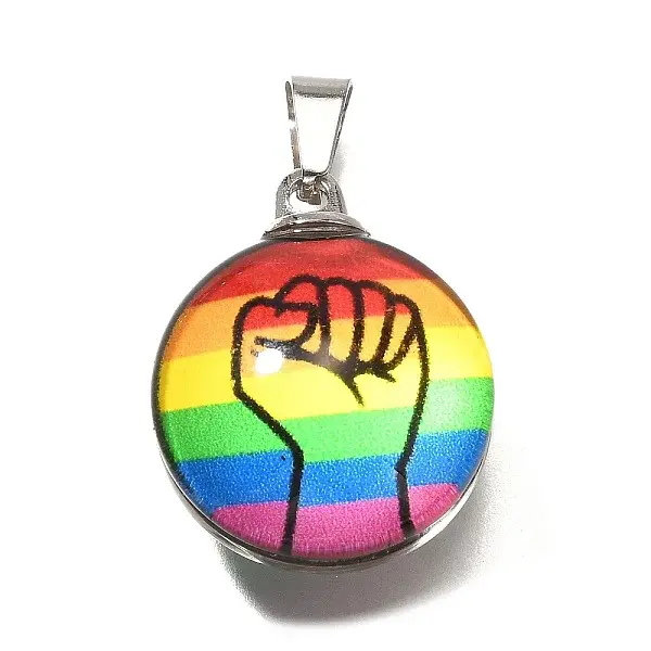 Flat Round 201 Stainless Steel Acrylic Pendants