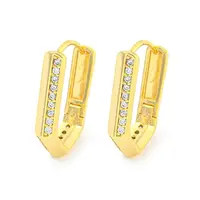 Brass Micro Pave Clear Cubic Zirconia Hoop Earrings for Women