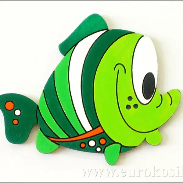 Dekorace ryba zelená 8,5cm - balení 5ks