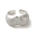 Brass Pave Cubic Zirconia Open Cuff Rings for Women