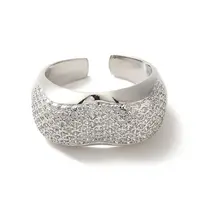 Brass Pave Cubic Zirconia Open Cuff Rings for Women