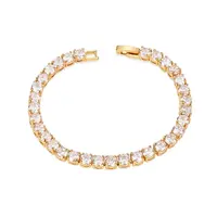 Sport Theme Simple Fashion Real 24K Gold Plated Brass Tennis Bracelet