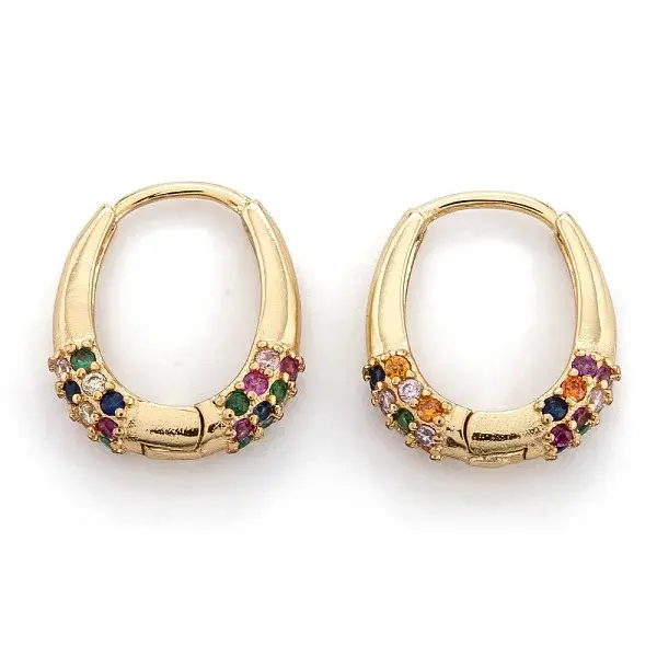 Brass Micro Pave Cubic Zirconia Huggie Hoop Earrings