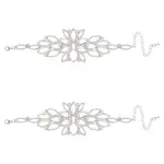 2Pcs Crystal Rhinestone Flower Link Bracelet