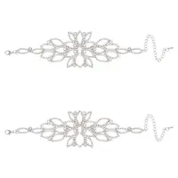 2Pcs Crystal Rhinestone Flower Link Bracelet