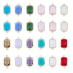 24Pcs 12 Colors Alloy Faceted Glass Connector Charms