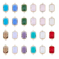 24Pcs 12 Colors Alloy Faceted Glass Connector Charms