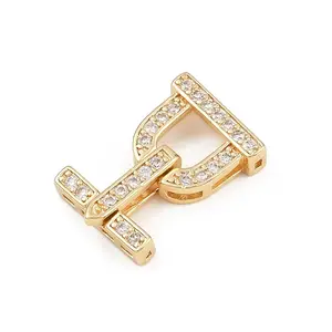 Brass Micro Pave Clear Cubic Zirconia Fold Over Clasps
