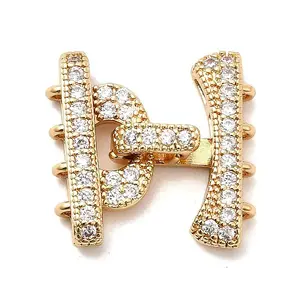 Brass Micro Pave Clear Cubic Zirconia Fold Over Clasps