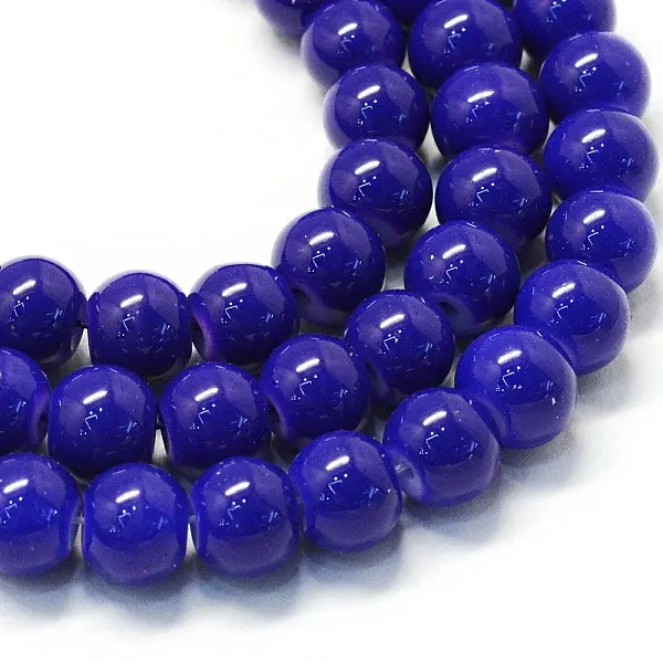 Baking Paint Glass Round Bead Strands